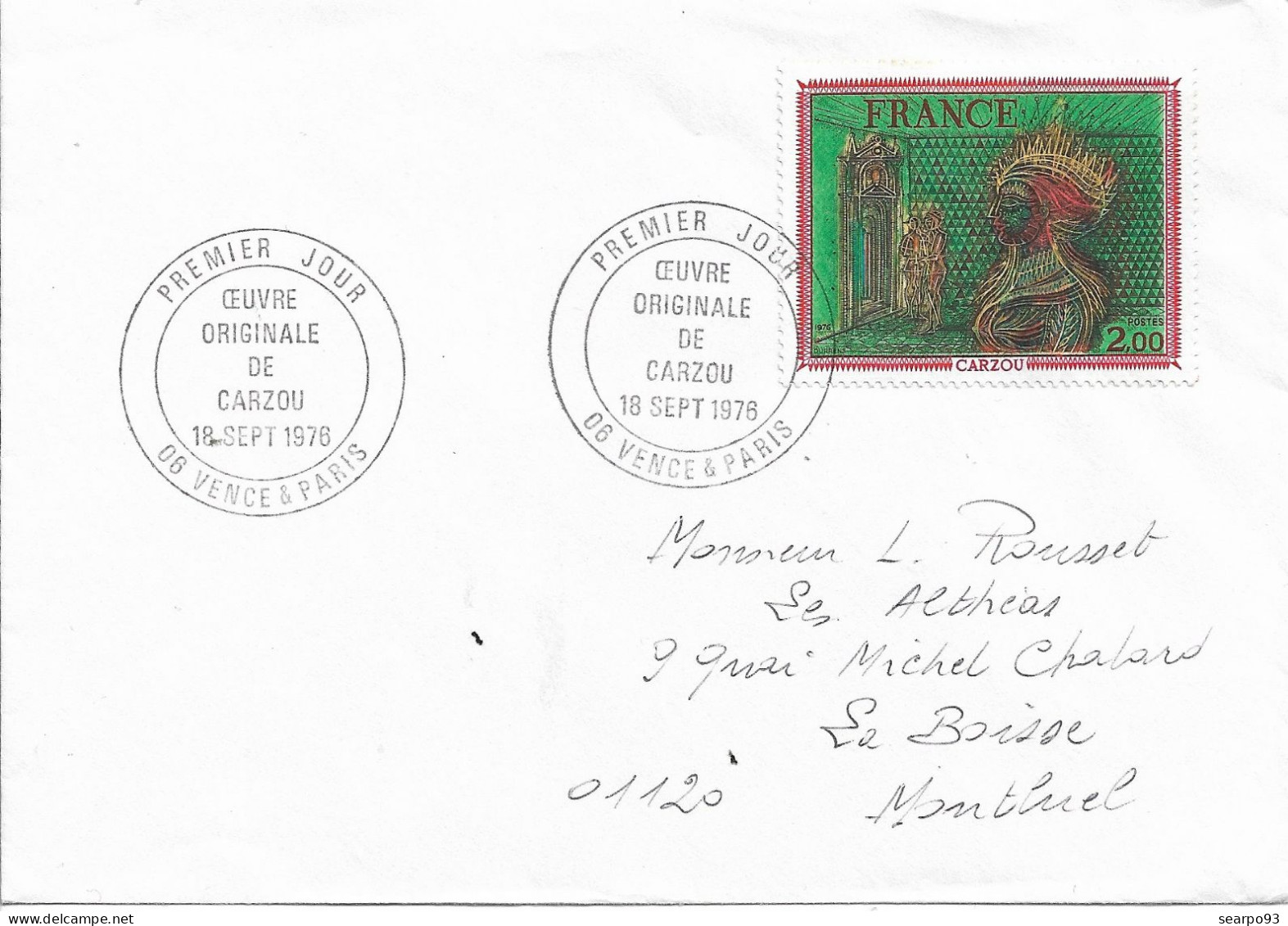 FRANCE. FDC. CARZOU. VENCE & PARIS. 1976 - 1970-1979