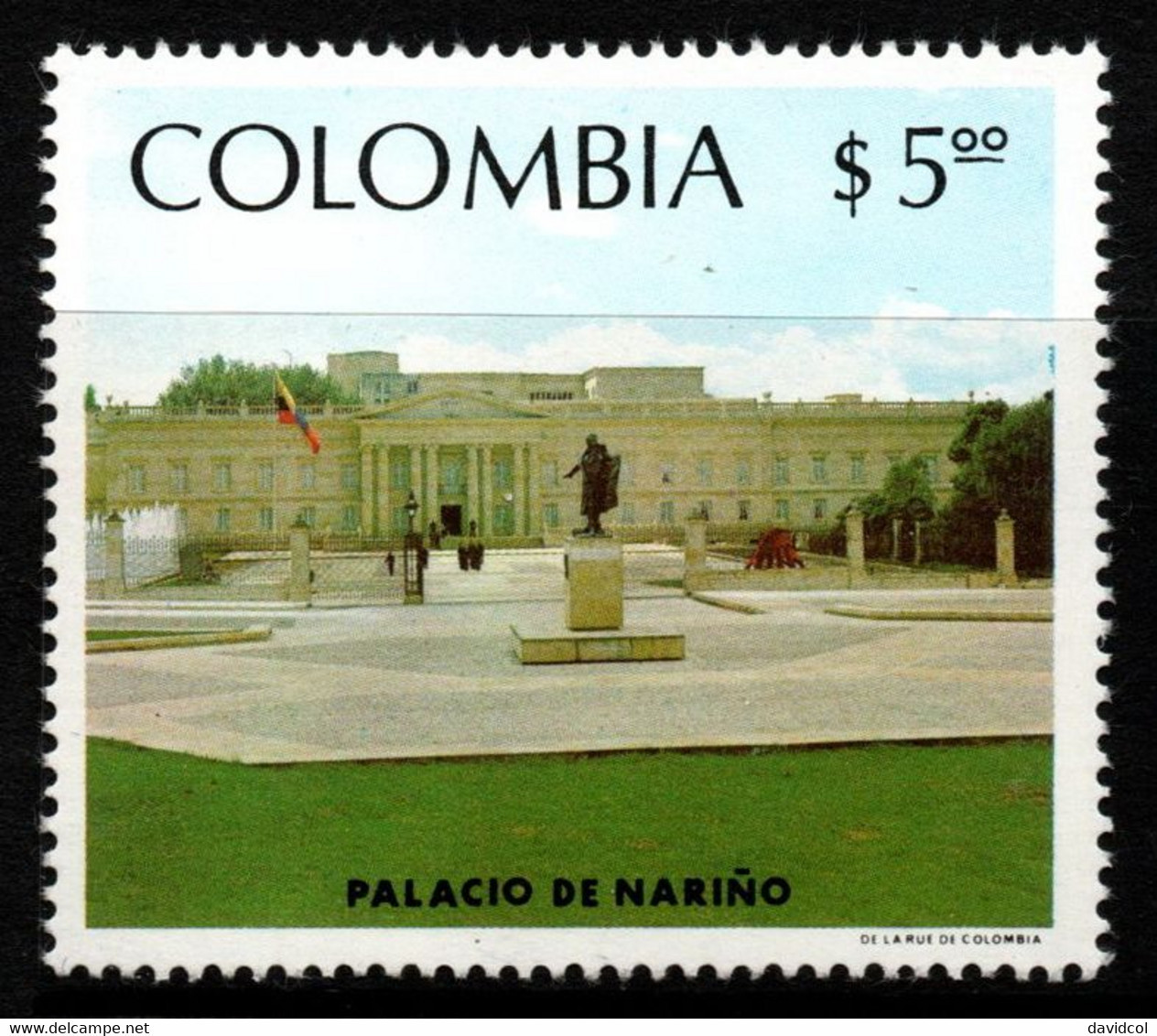 13- KOLUMBIEN - 1980- MI#:1453-MNH- NARIÑO PALACE GOVERNMENT HOUSE – ARCHITECTURE / FLAG - Colombie