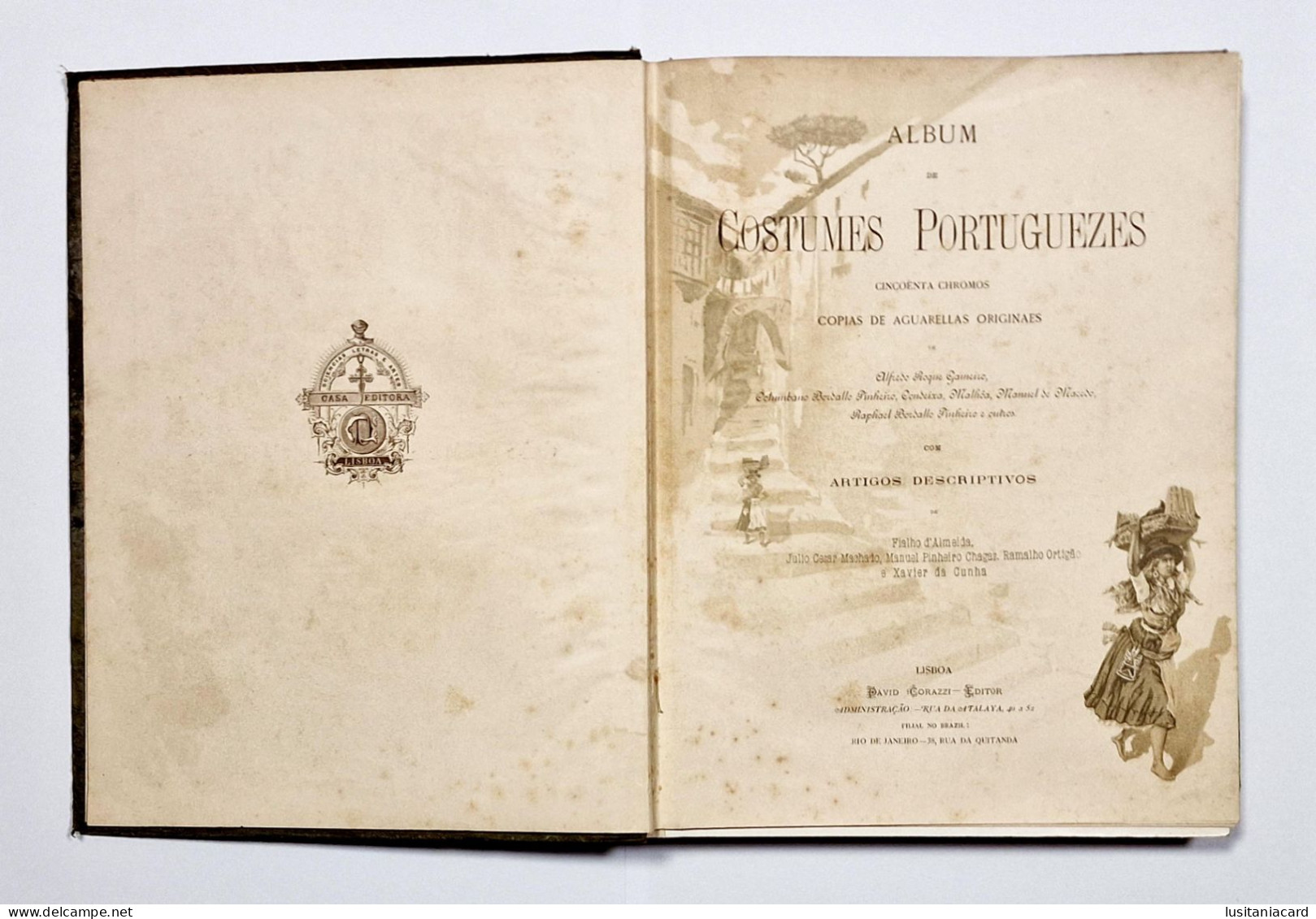 ALBUM DE COSTUMES PORTUGUEZES - Cincoenta Chromos (RARO)( Ed. David Corazzi - 1888 / Ed. Typ.Horas Romanticas) - Alte Bücher