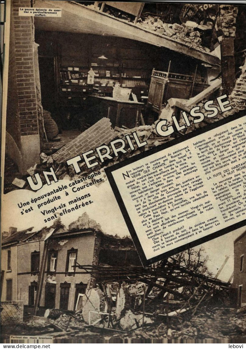 (COURCELLES)  « Un Terril Glisse » Article De 2 Pages (6 Photos) Dans « BONJOUR » Hebdomadaire Illustrée N° 34 -> - Belgium