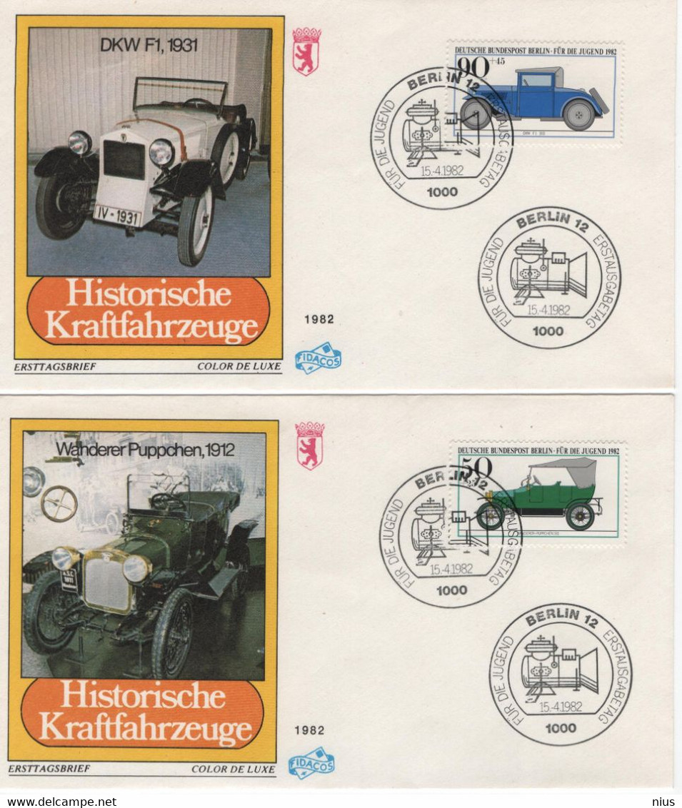 Germany Deutschland 1982 FDC Fur Die Jugend, Daimler Wanderer DKW Adler, Car Cars Transport, Bonn - 1981-1990