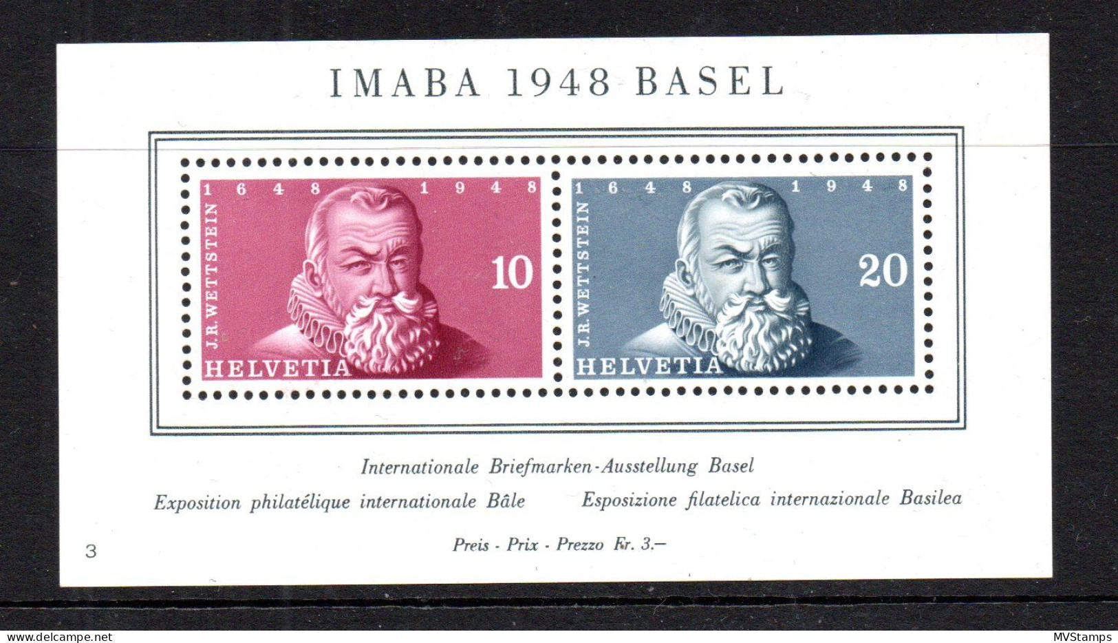 Switzerland 1948 Old Sheet Stamp Exhibition IMABA Stamps (Michel Block 13) MLH - Blocks & Kleinbögen