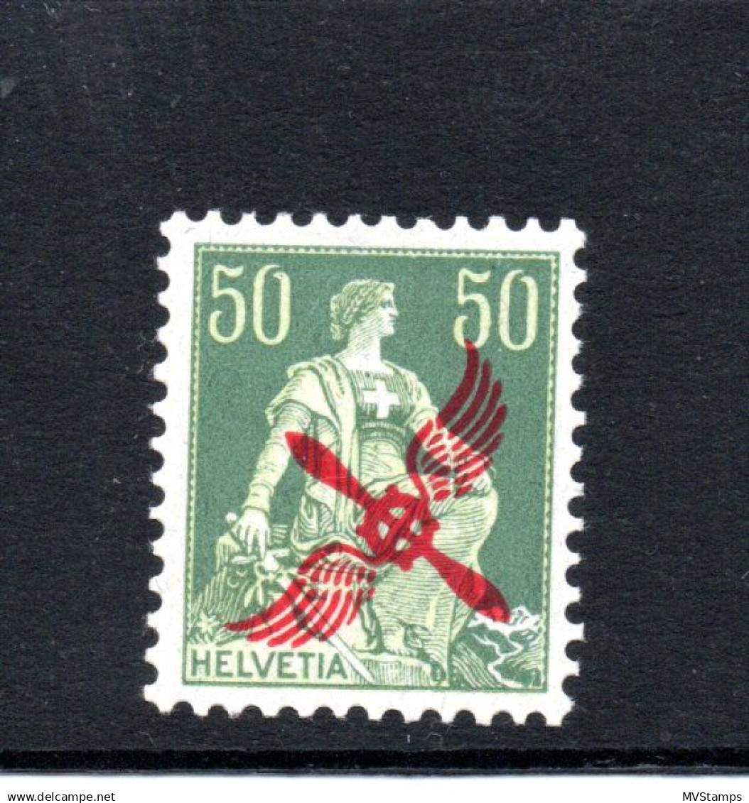 Switzerland 1919 Old Overprinted Airmail Stamp (Michel 145) MLH - Unused Stamps