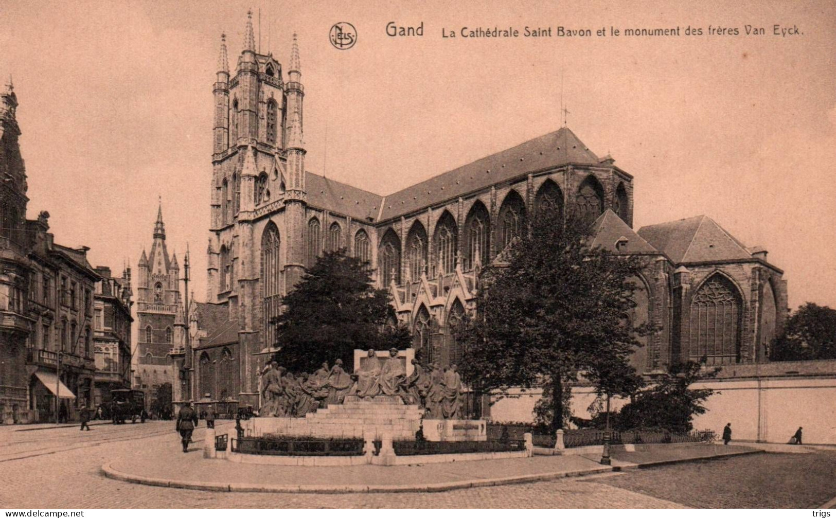 Gand - La Cathédrale Saint Bavon Et Le Monument Des Frères Van Eyck - Gent