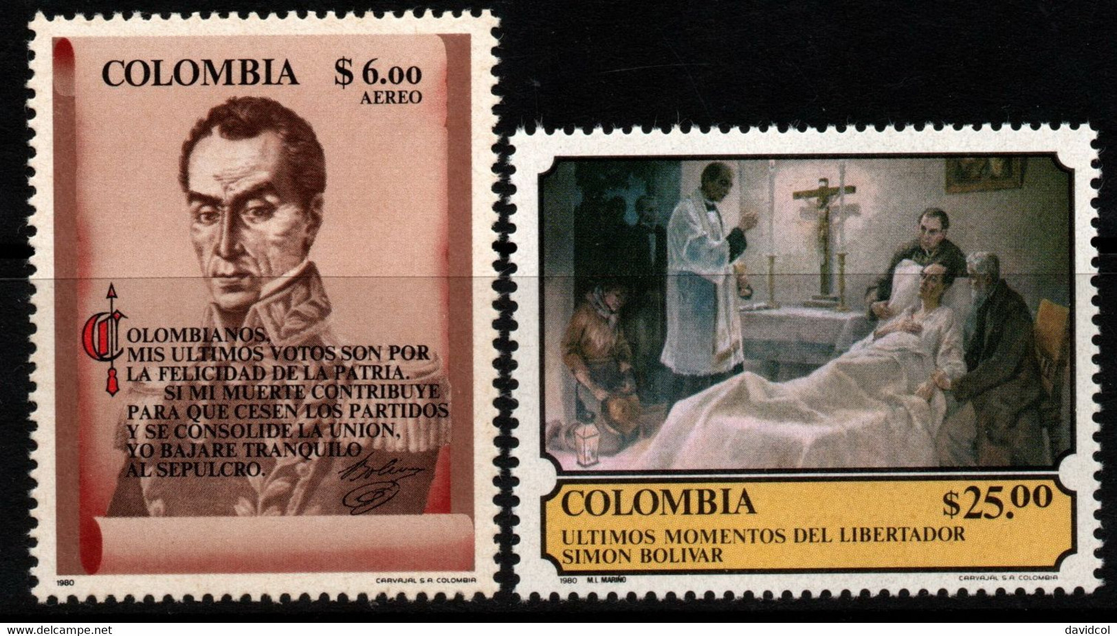 21- KOLUMBIEN - 1980- MI#:1463,1464-MNH- SIMON BOLIVAR - Colombie