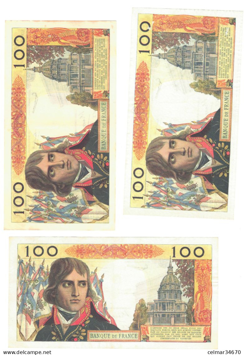 100 NF NAPOLEON BONAPARTE (trois Dates 2/5/63 -7/3/63 -7/6/62 ) TTB - 100 NF 1959-1964 ''Bonaparte''