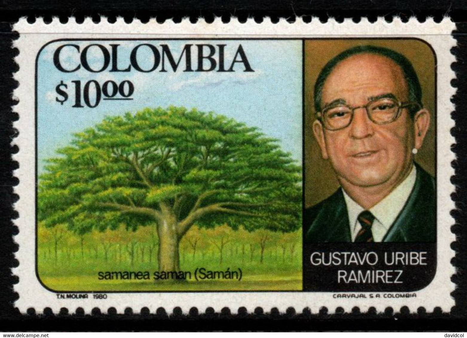 12- KOLUMBIEN - 1980- MI#:1452-MNH- GUSTAVO URIBE RAMIREZ - TREE - Colombie