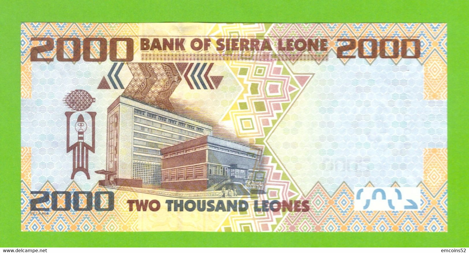 SIERRA LEONE 2000 LEONES 2016  P-31c  UNC  RARE DATA - Sierra Leona