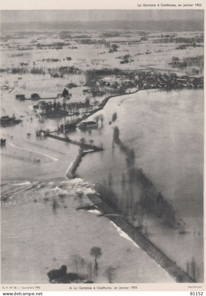 Janvier 1955 La Garonne à COUTHURES Extrait D'un Dossier De Documentation Pédagogique 27 X 21 Cm Papier Souple Sept 1955 - Other & Unclassified