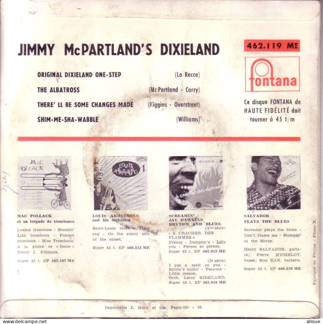 JIMMY Mc PARTLAND'S DIXIELAND - FR EP ORIGINAL DIXIELAND ONE*STEP + 3 - Jazz