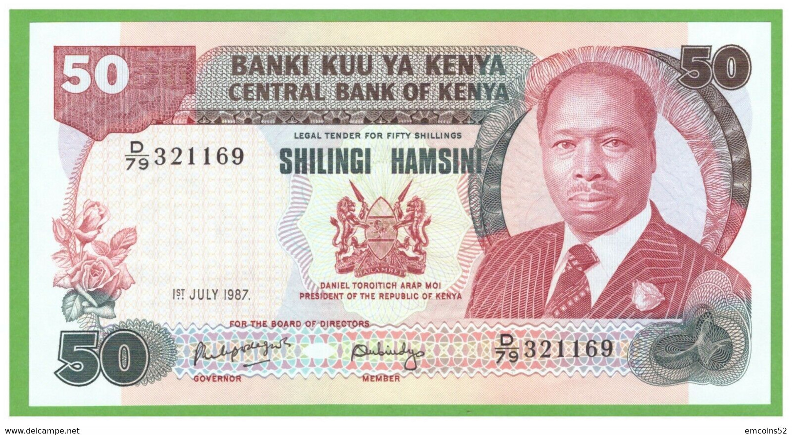 KENYA 50  SHILLINGS 1987  P-22d  UNC - Kenya