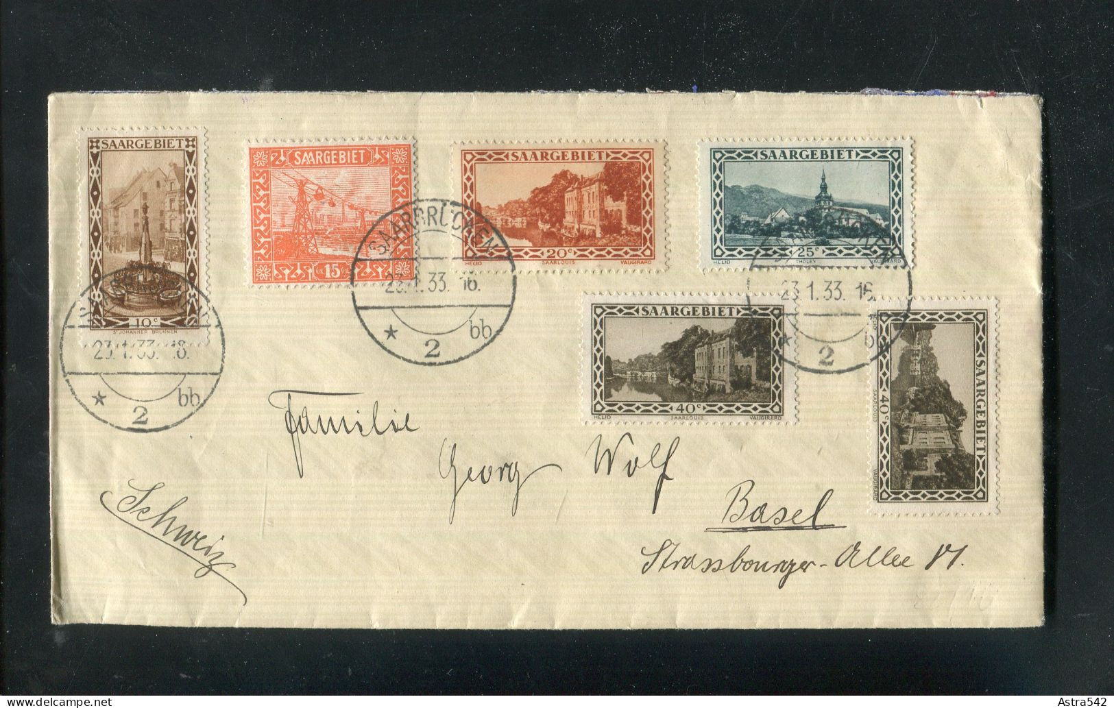 "SAARGEBIET" 1933, Brief Mit Umfangreicher MiF Ex Saarbruecken (A0127) - Storia Postale