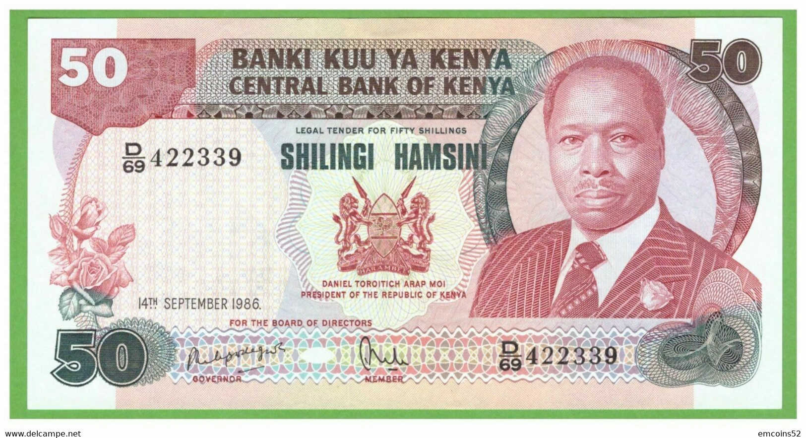 KENYA 50  SHILLINGS 1986  P-22c  UNC - Kenya