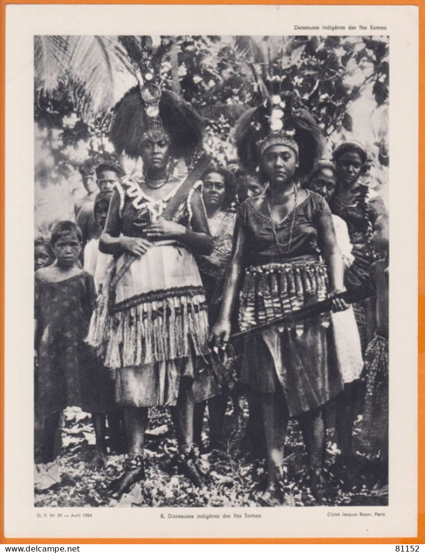 Danseuses Indigènes Des Iles SAMOA Extrait D'un Dossier De Documentation Pédagogique 27 X 21 Cm Papier Souple Avril 54 - Altri & Non Classificati