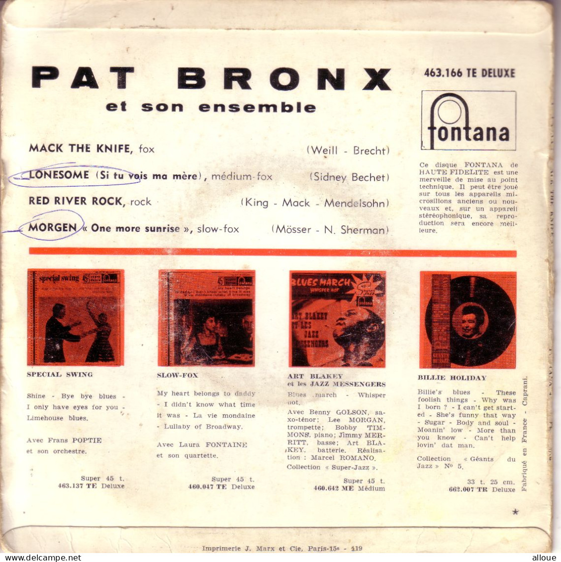 PAT BRONX - FR EP MACK THE KNIFE + 3 - Jazz