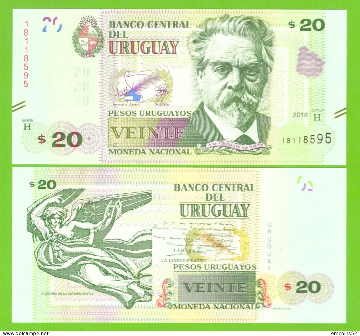 URUGUAY 20 PESOS 2018 P-93 UNC - Uruguay