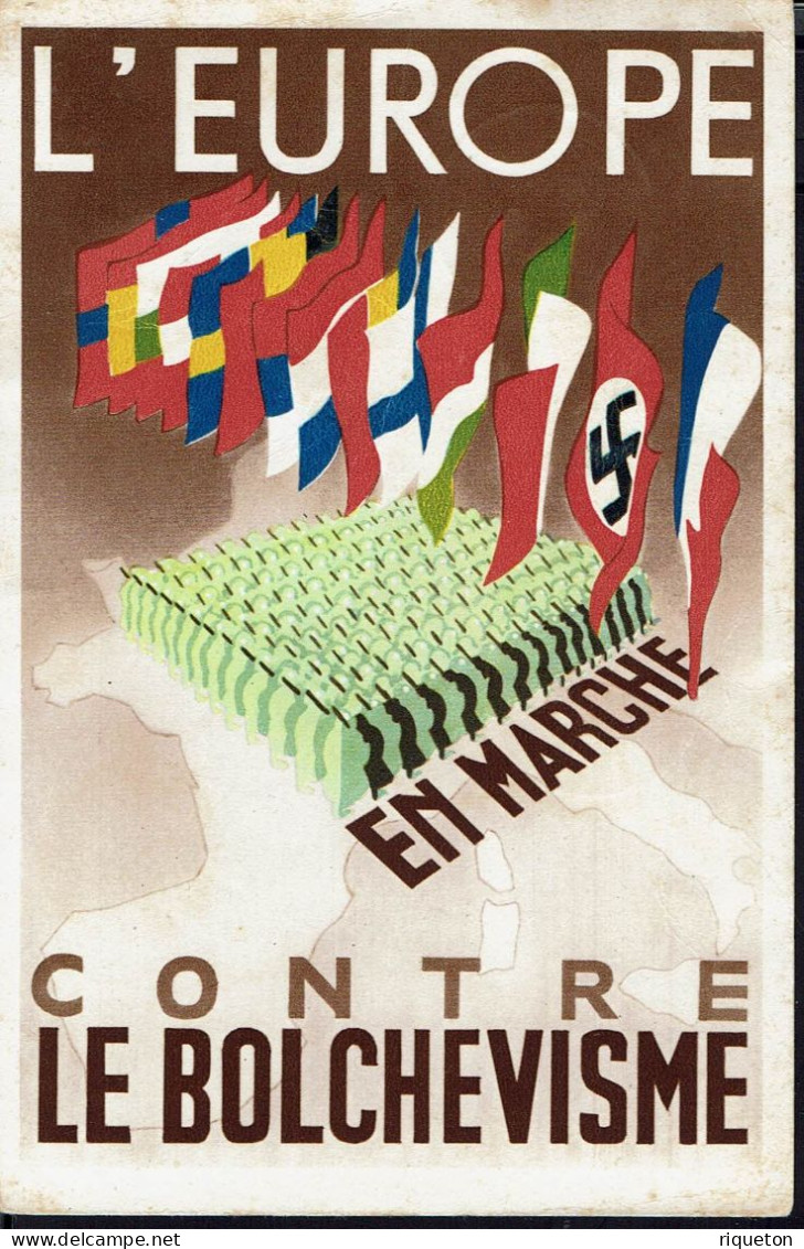 Fr. Mercure 50 C. Sur Carte Postale "L'Europe En Marche Contre Le Bolchévisme" Cachets 25-5-1942. - Covers & Documents