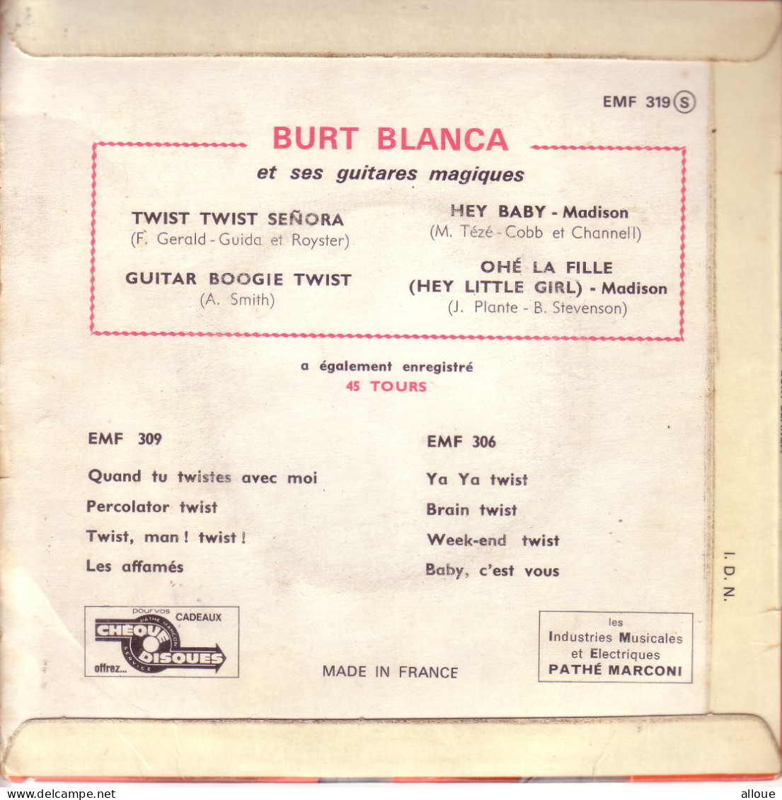 BURT BLANCA ET SES GUITARES - FR EP TWIST TWIST SENORA + 3 - Rock