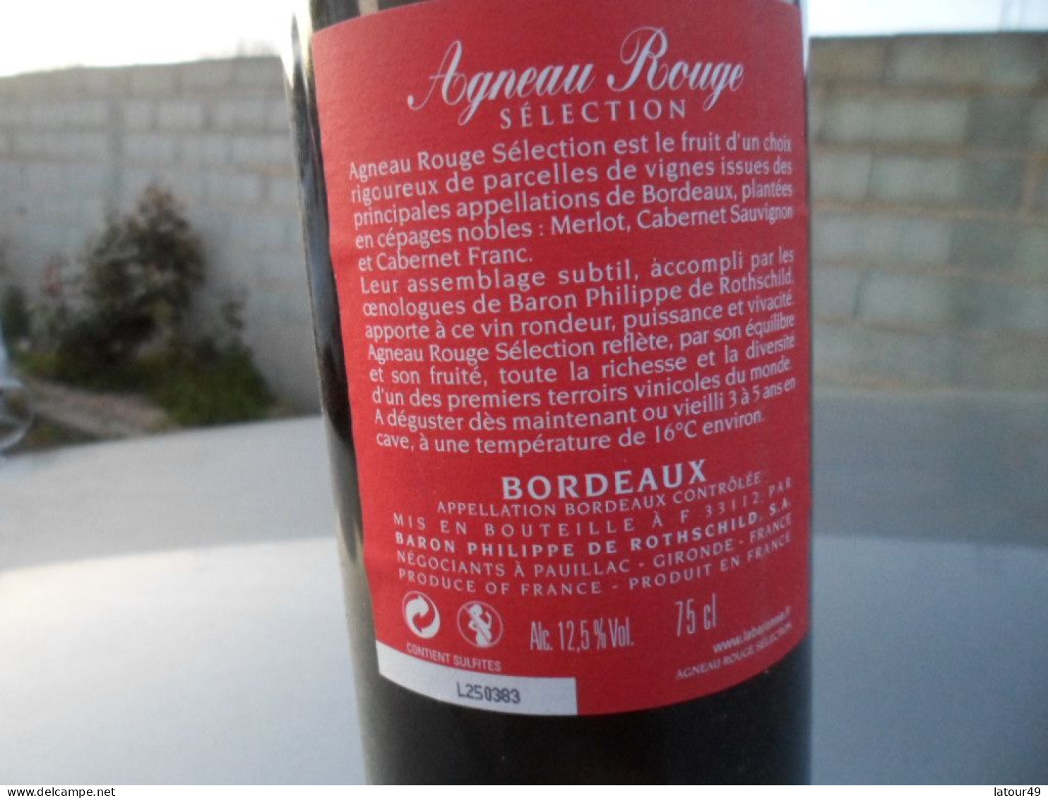 1 Bouteille Vin Agneau Rouge  Chateau  Philippe De Rothschil Possibilite De Plusieurs Bouteilles - Alcoolici