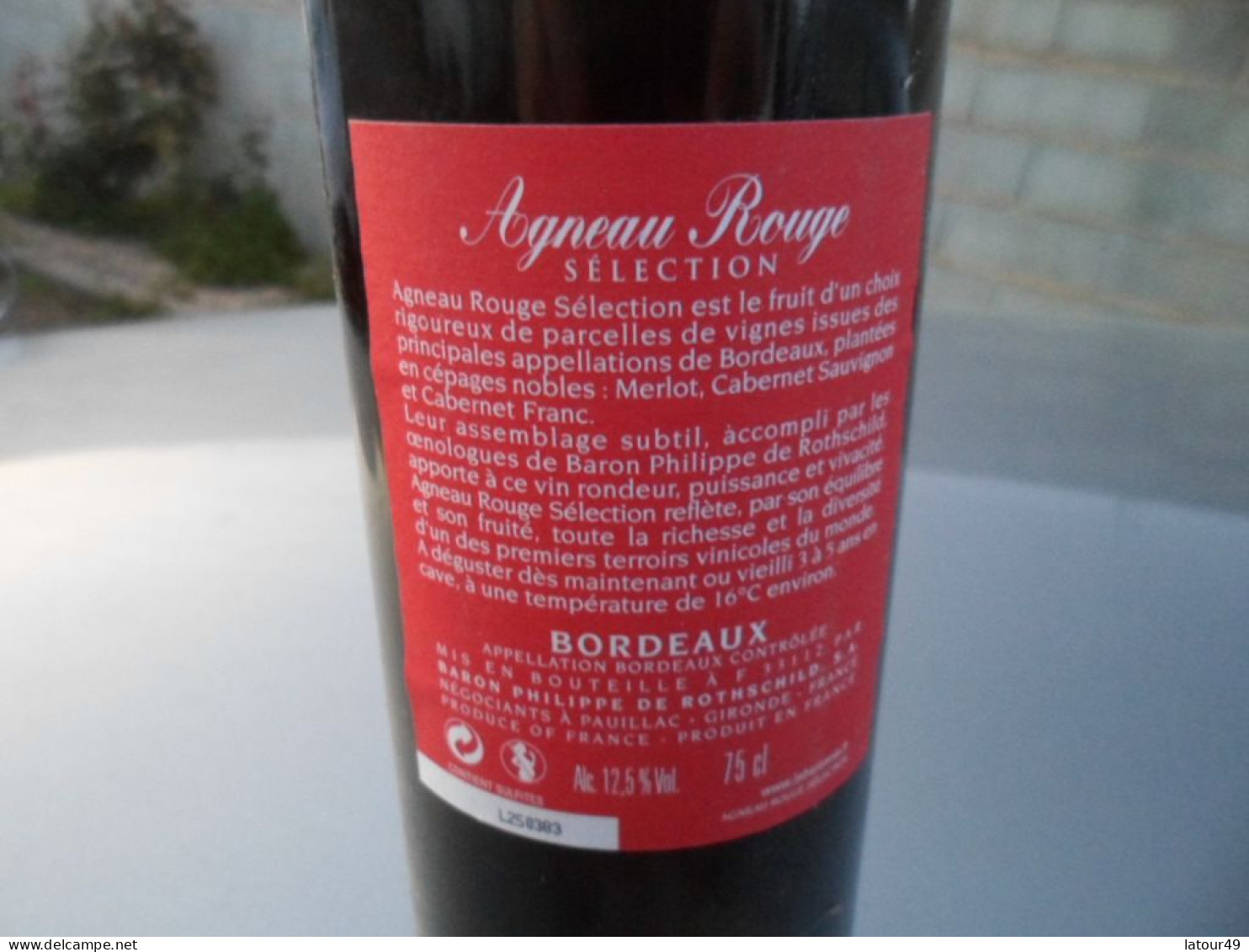 1 Bouteille Vin Agneau Rouge  Chateau  Philippe De Rothschil Possibilite De Plusieurs Bouteilles - Licor Espirituoso