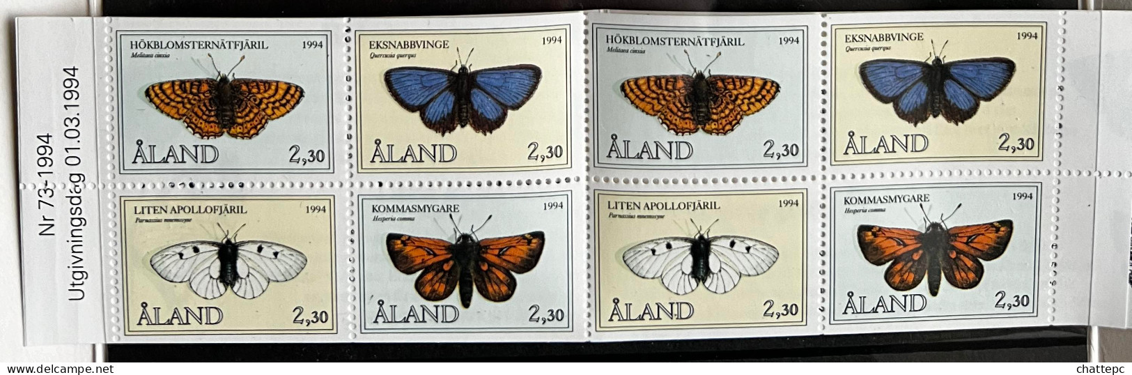 Åland Booklet - Butterflies1994 - Unmounted Mint - Aland