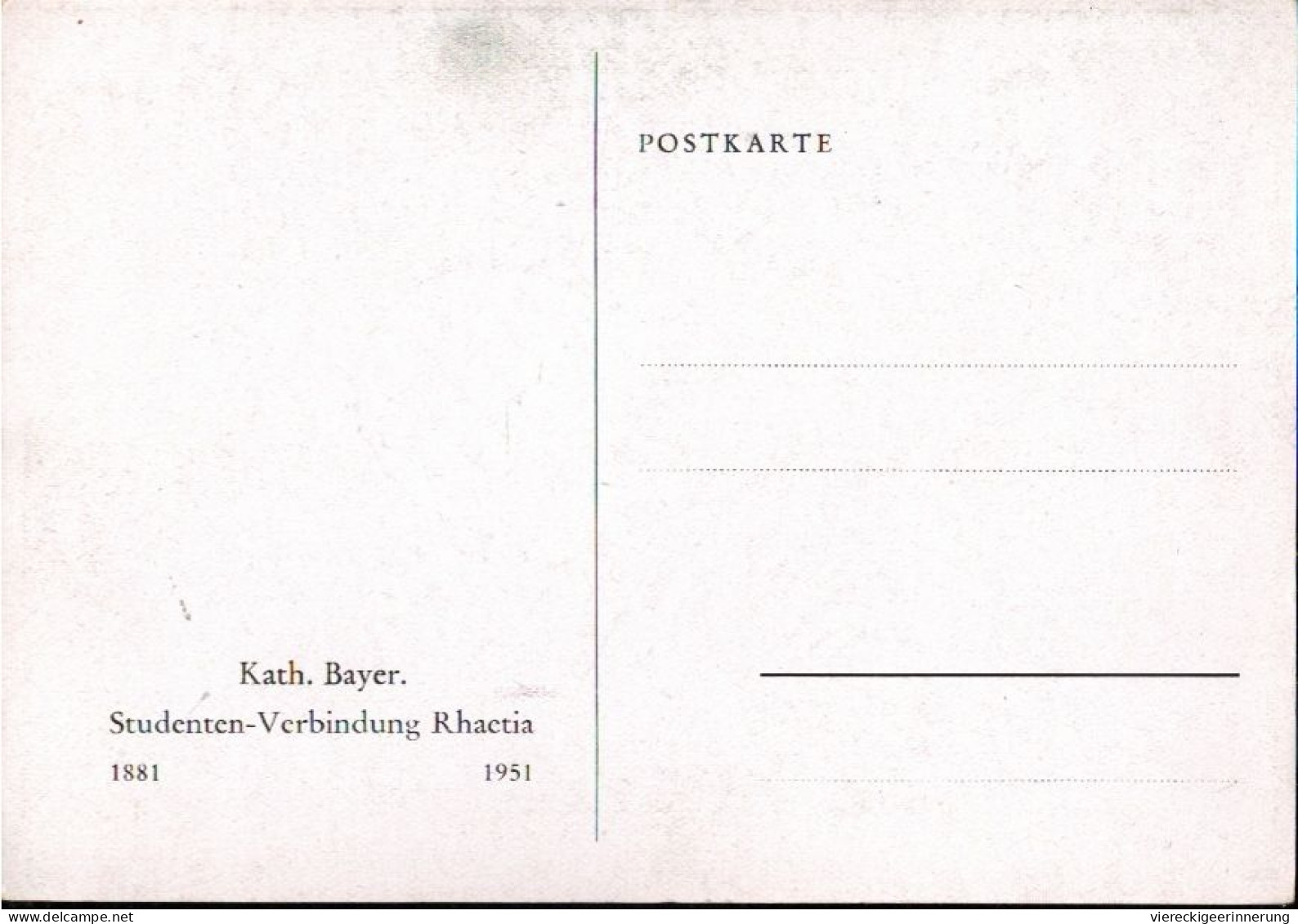 ! Postkarte Bayerische Studenten Verbindung Rhaetia, 1951, Studentika - Scuole