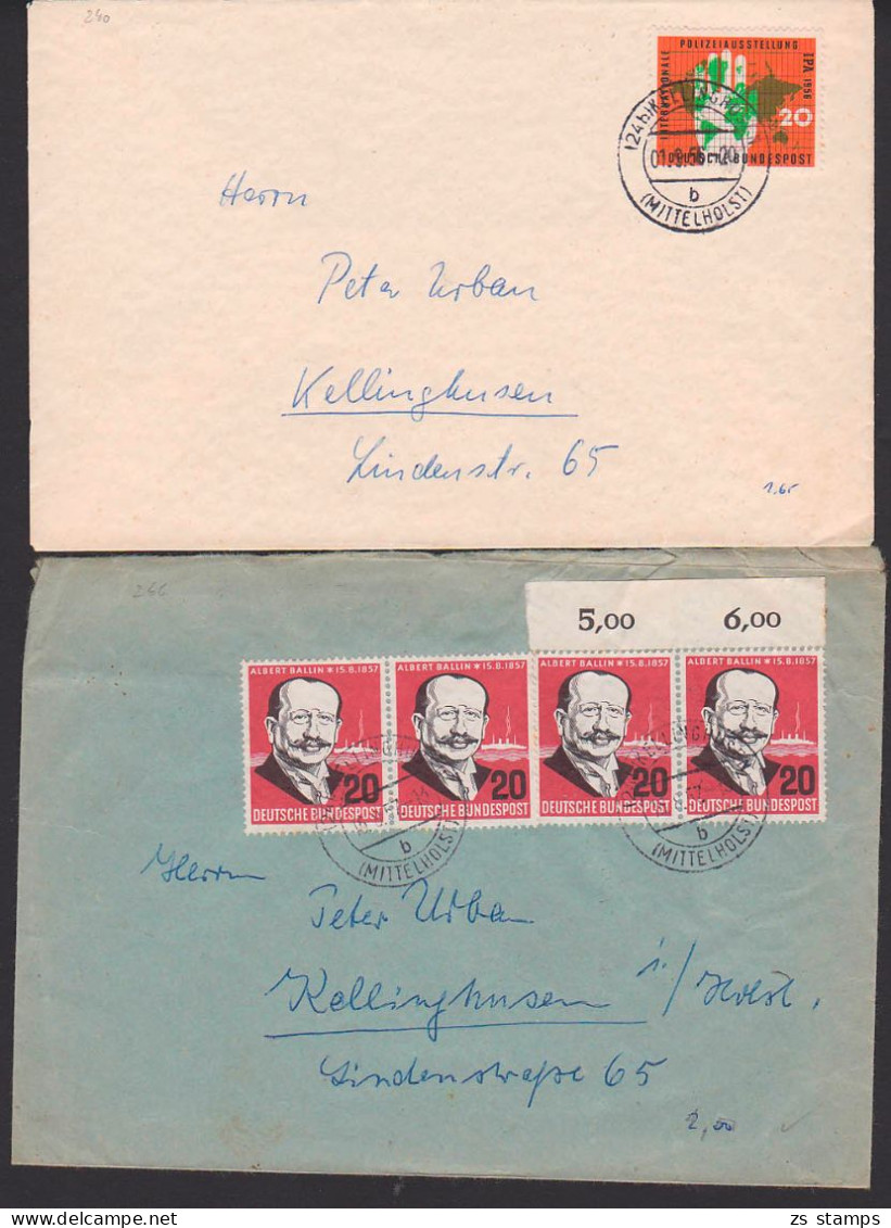 Polizeiausstellung, Albert Ballin Mi. 240, 266 Je Vom Ersttag OSt. Kellinghusen Mittelholstein - 1961-1970