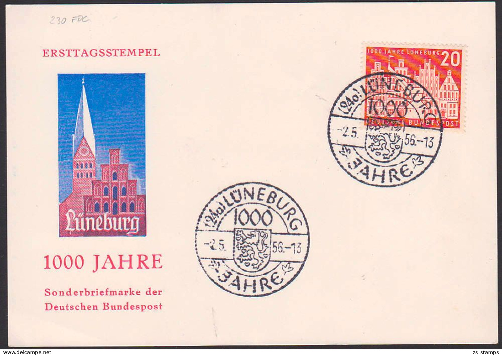 Lüneburg 1000 Jahre Mi. 230 Karte Mit Zudruck  - 1948-1960