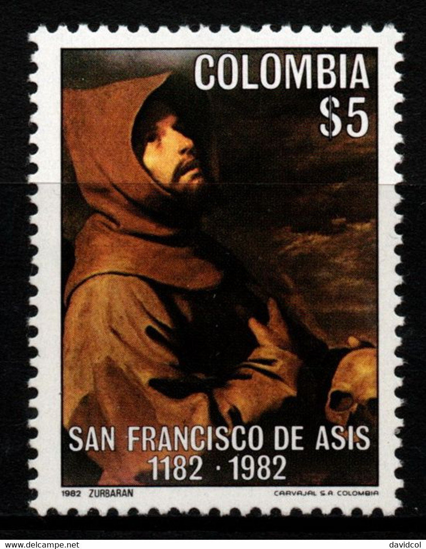 15- KOLUMBIEN - 1982- MI#:1599- MNH- ST. FRANCISCO DE ASIS RELIGIOUS - Kolumbien