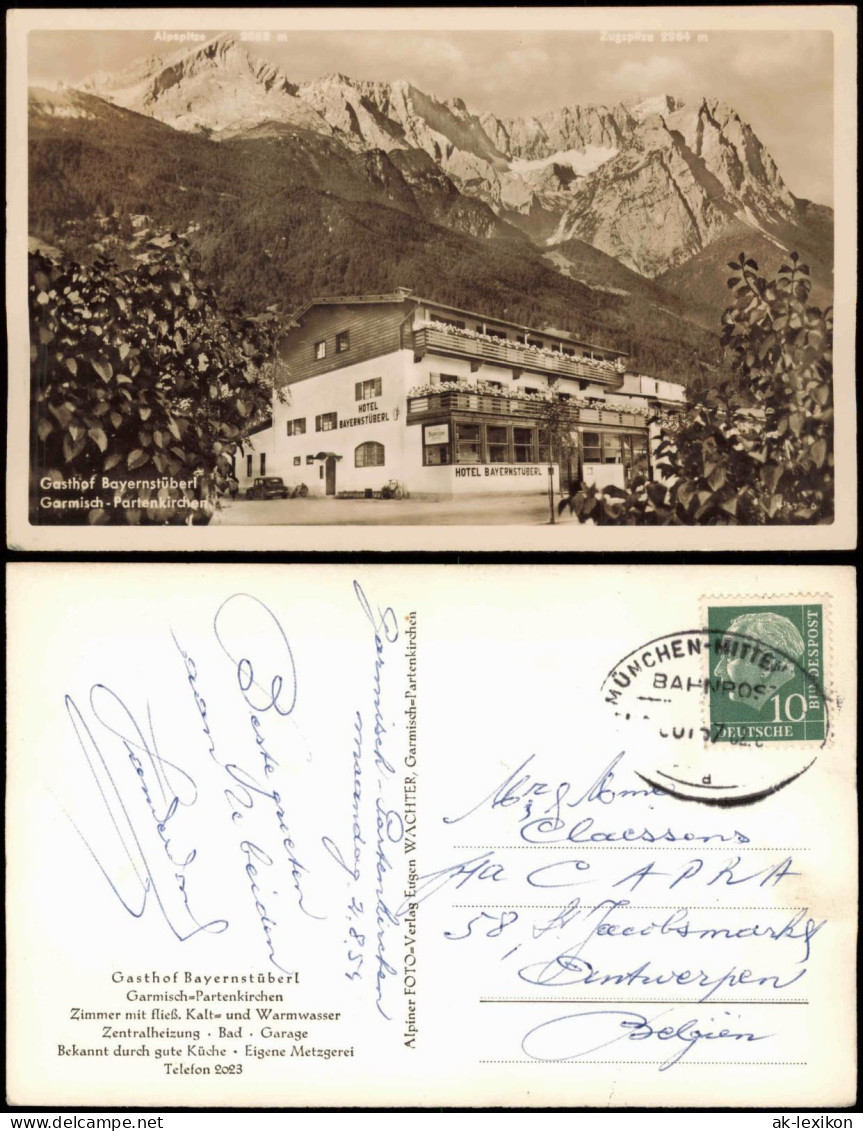 Ansichtskarte Garmisch-Partenkirchen Gasthof Bayernstüberl 1959 Bahnpoststempel - Garmisch-Partenkirchen