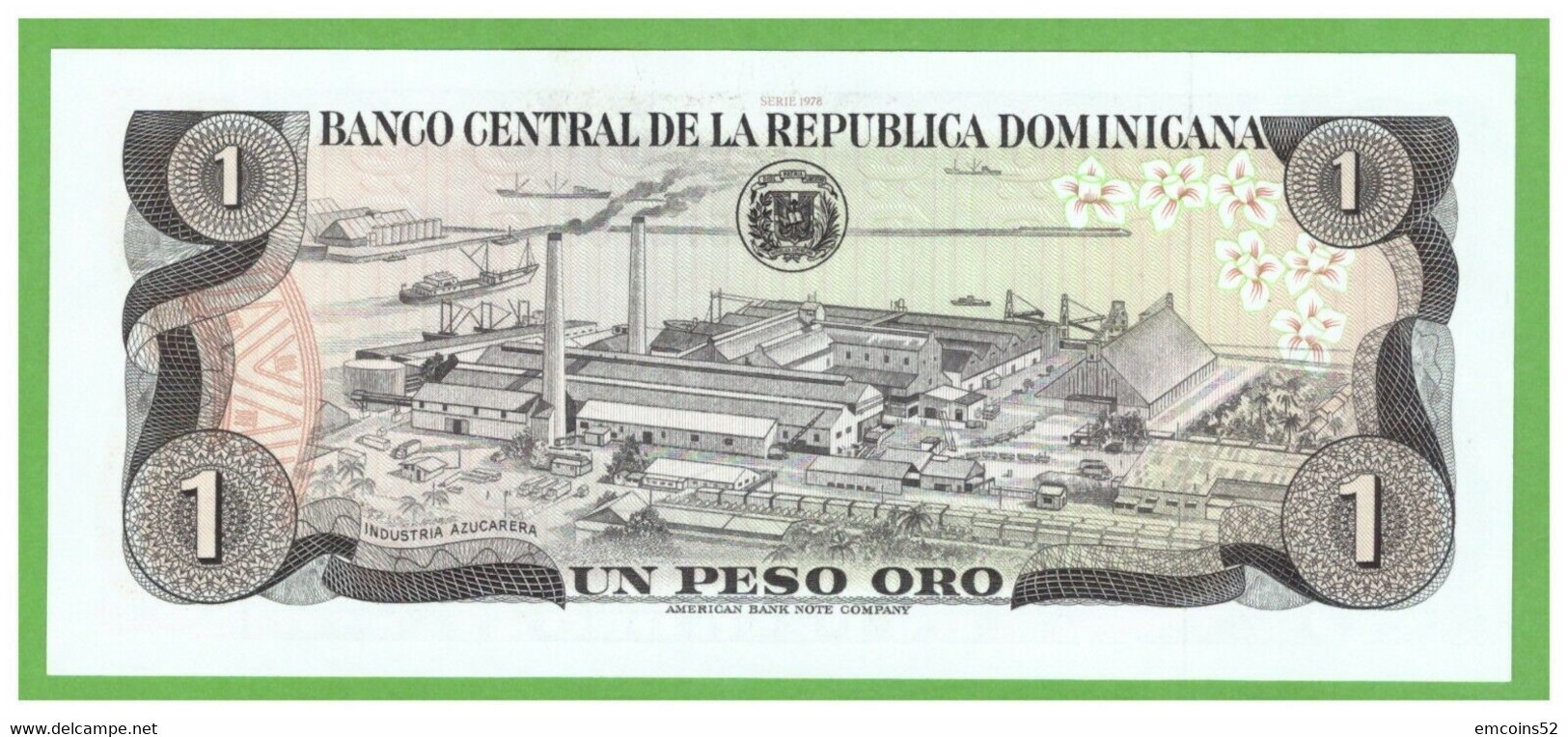 DOMINICAN REPUBLIC 1 PESO 1978  P-116a UNC - Dominicaine