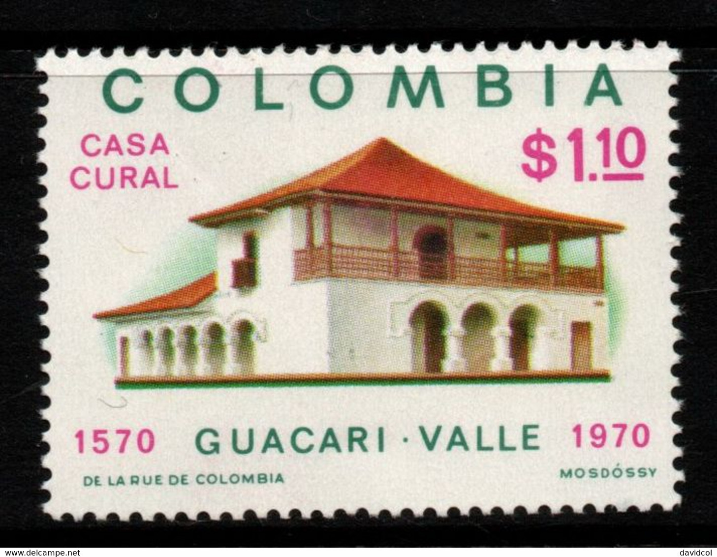 04- KOLUMBIEN – 1971- MI#:1183- MNH- 400 YEARS OF GUACARI CITY - ARCHITECTURE - Colombie