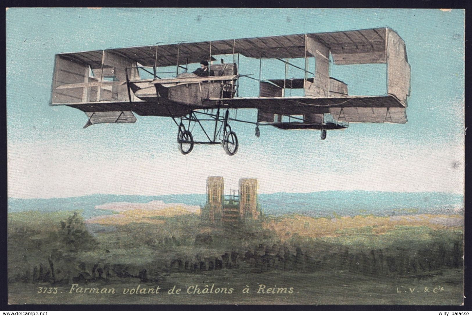 +++ CPA - Aviation - Avion - Aviateur - FARMAN Volant De Châlons à Reims - Aqua Photo  // - ....-1914: Precursors