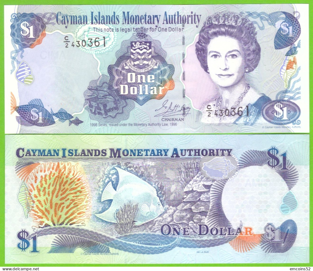 CAYMAN ISLANDS 1 DOLLAR 1998  C/2  P-21b   UNC - Kaimaninseln