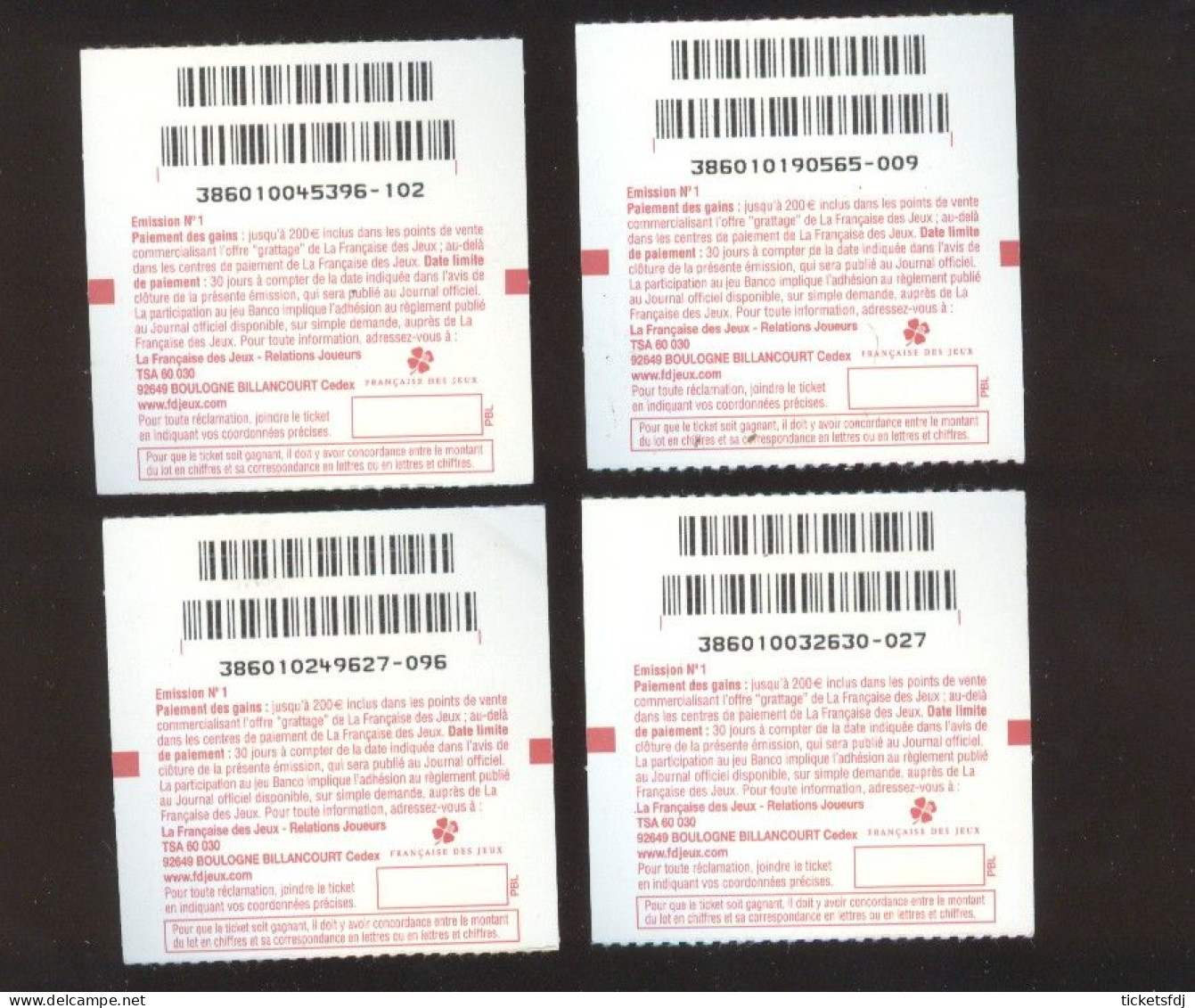 Grattage FDJ - Tickets BANCO Au Choix (38601-38602-38604-38605) FRANCAISE DES JEUX - Billetes De Lotería