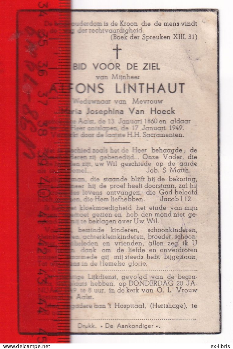 AALST - Alfons Linthaut ° Aalst 13/01/1860 † Aalst 17/01/1949 - Images Religieuses