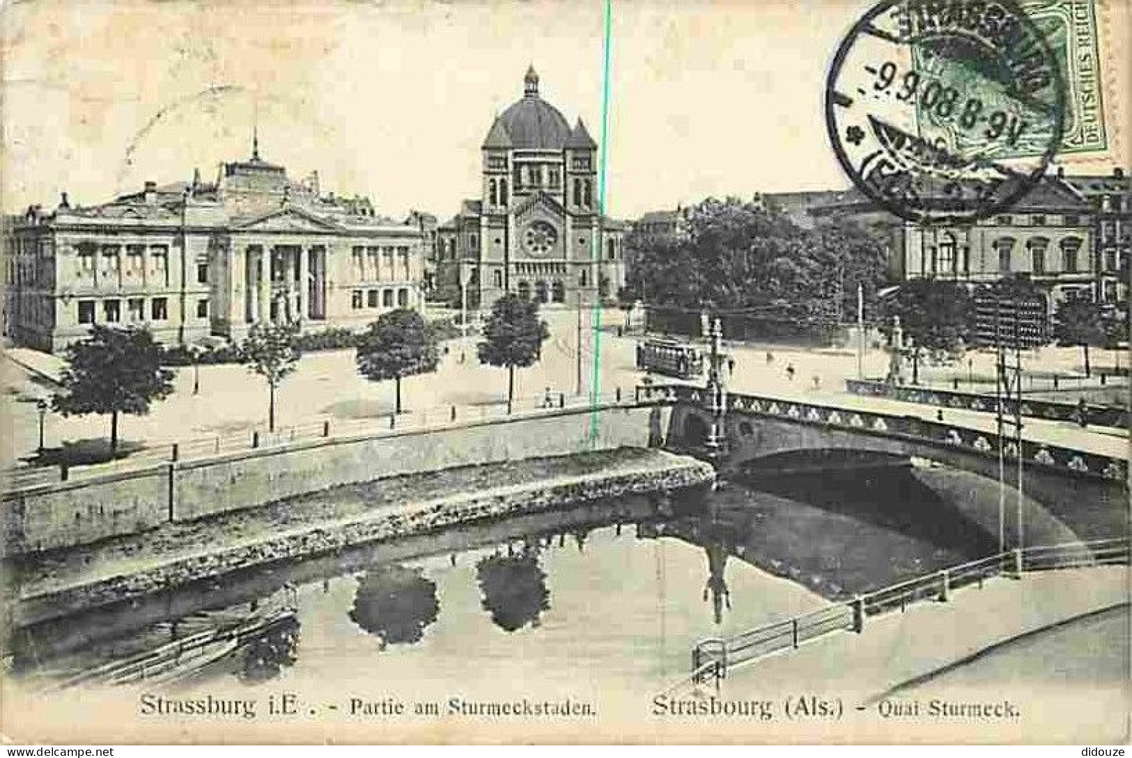 67 - Strasbourg - Quai Sturmeck - Animée - Tramway - Oblitération Ronde De 1908 - Carte Allemande - CPA - Voir Scans Rec - Strasbourg