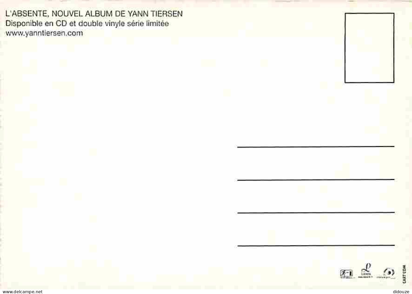 Musique - Yann Tiersen - L'Absente - Carte Publicitaire - Carte Neuve - CPM - Voir Scans Recto-Verso - Musique Et Musiciens