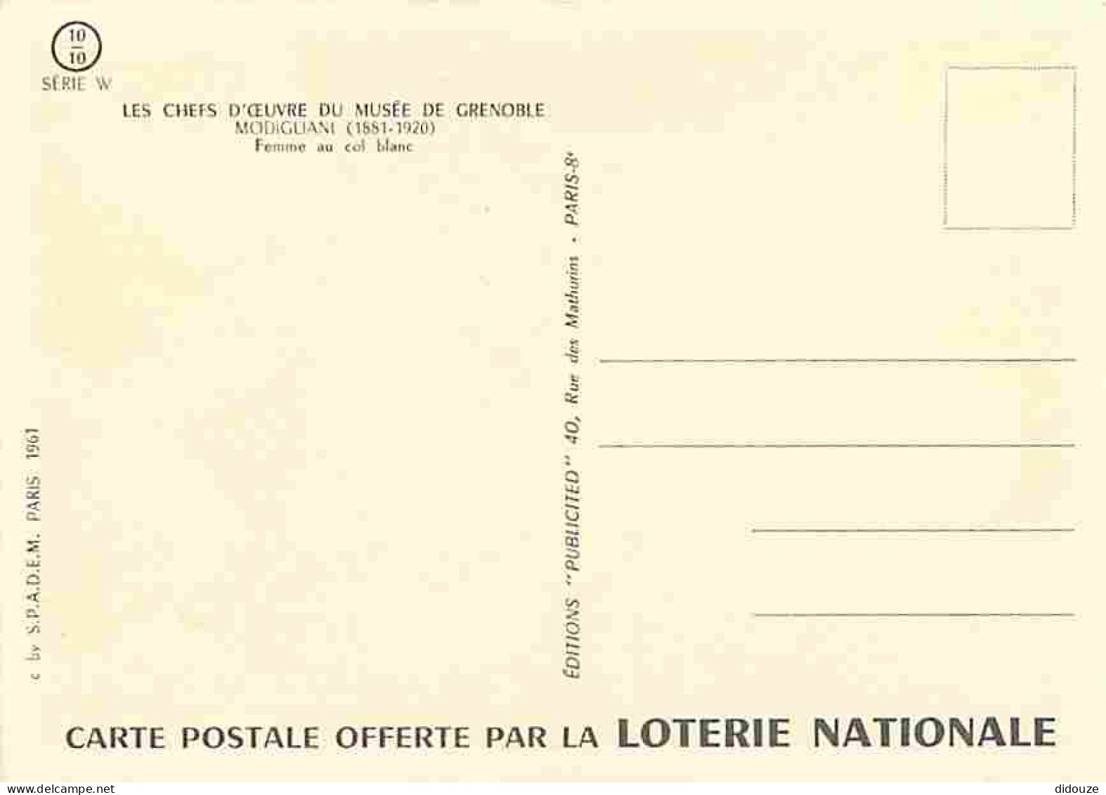 Art - Peinture - Amedeo Modigliani - Femme Au Col Blanc - Carte De La Loterie Nationale - Les Chefs D'oeuvre Du Musée De - Malerei & Gemälde