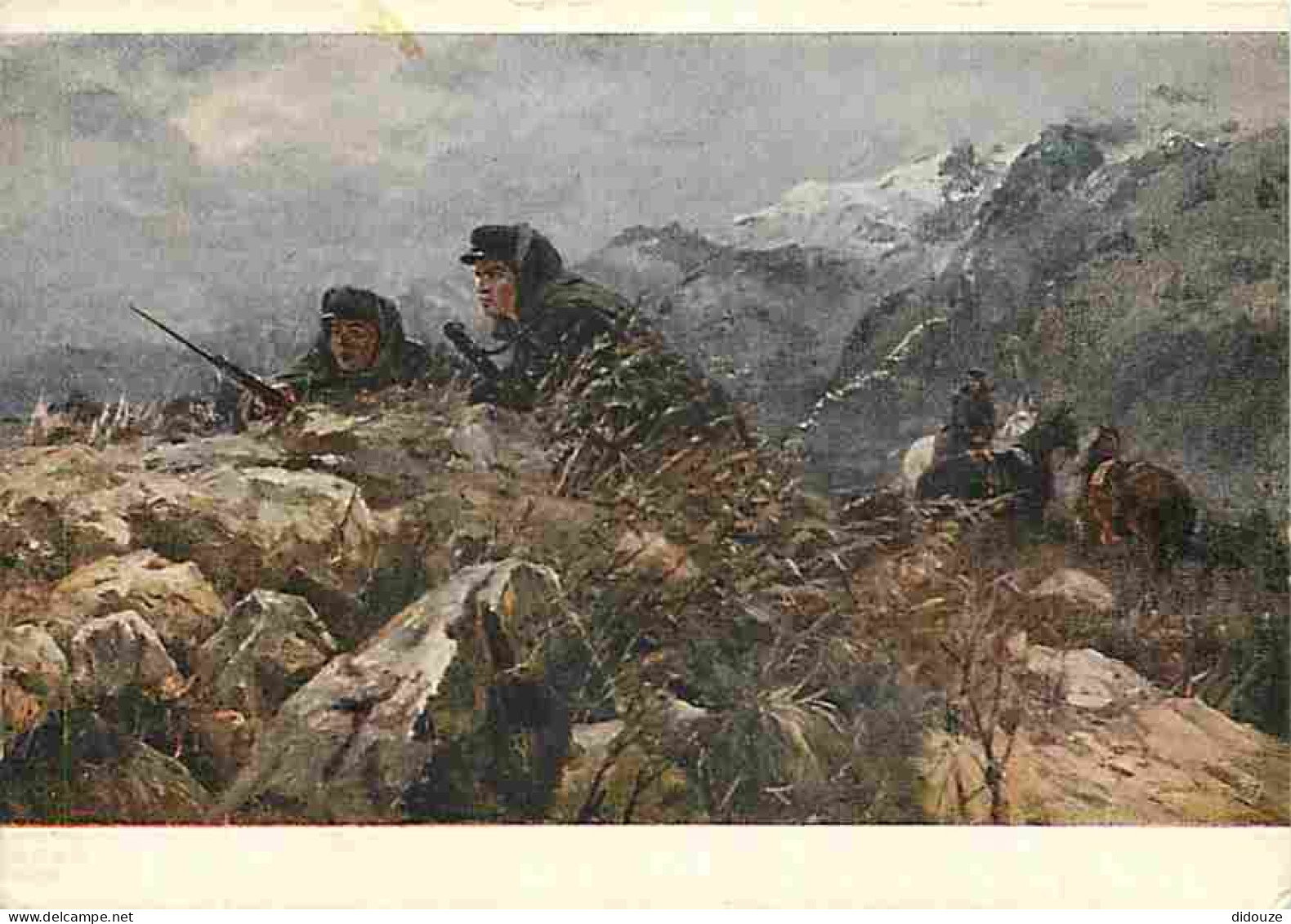 Art - Peinture - Soldats En Embuscade - CPM - Voir Scans Recto-Verso - Malerei & Gemälde