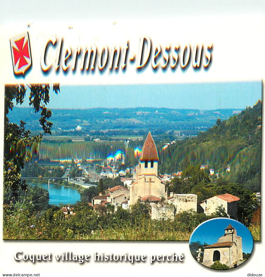 47 - Clermont Dessous - Vue Générale - Blasons - Flamme Postale De Aiguillon - CPM - Voir Scans Recto-Verso - Autres & Non Classés