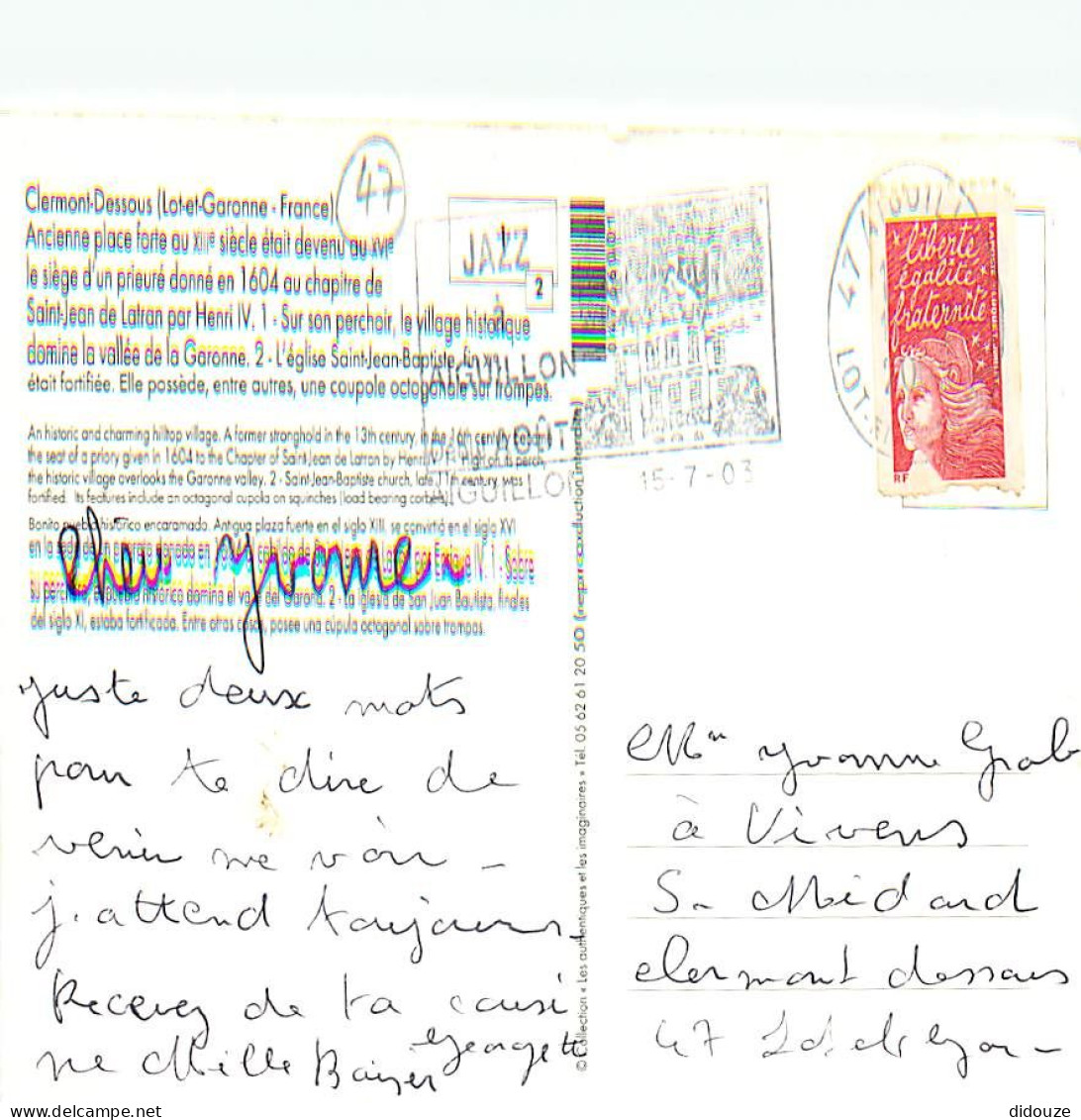 47 - Clermont Dessous - Vue Générale - Blasons - Flamme Postale De Aiguillon - CPM - Voir Scans Recto-Verso - Autres & Non Classés