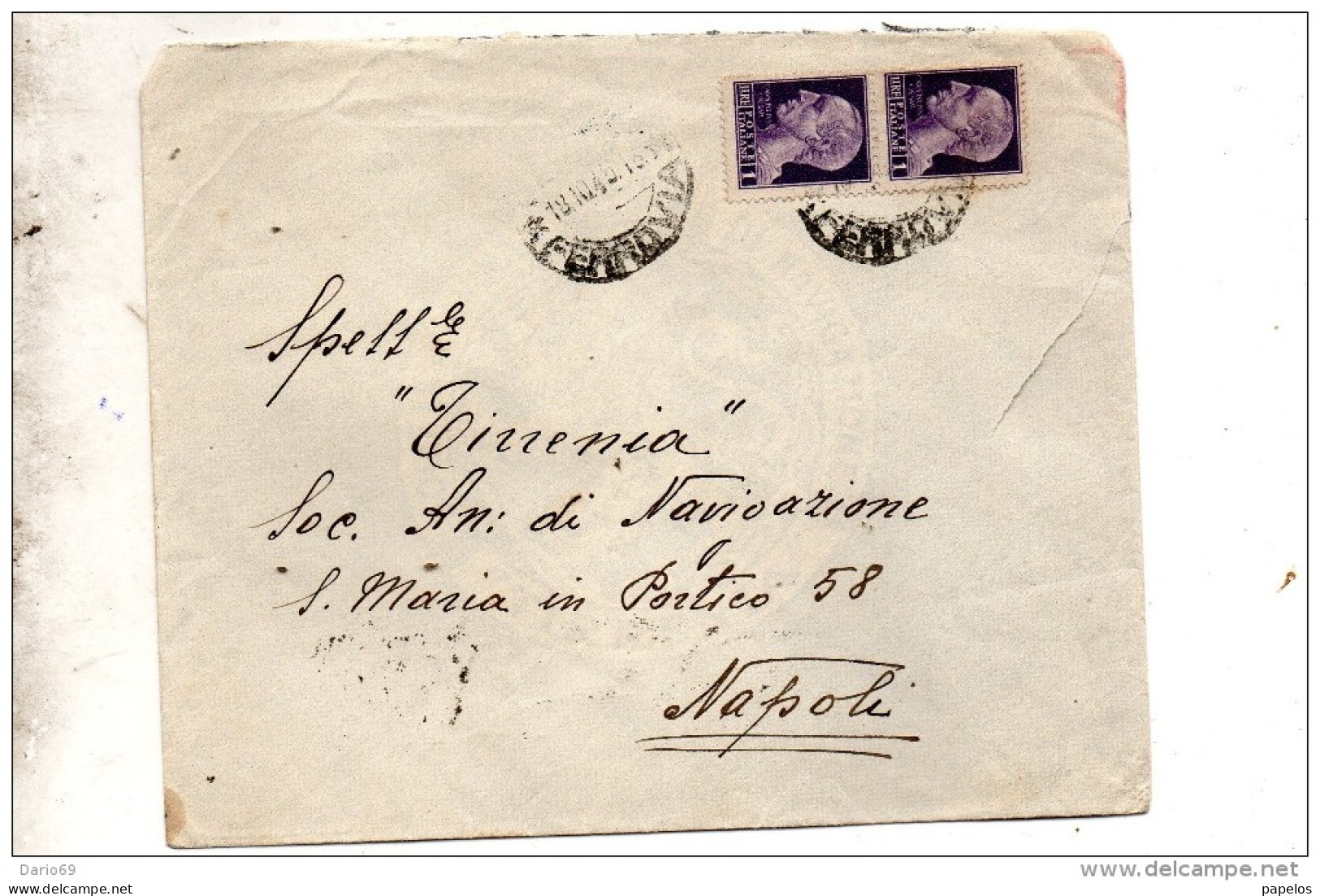 1945 LETTERA INTESTATA TIRRENIA DI NAVIG. - Storia Postale