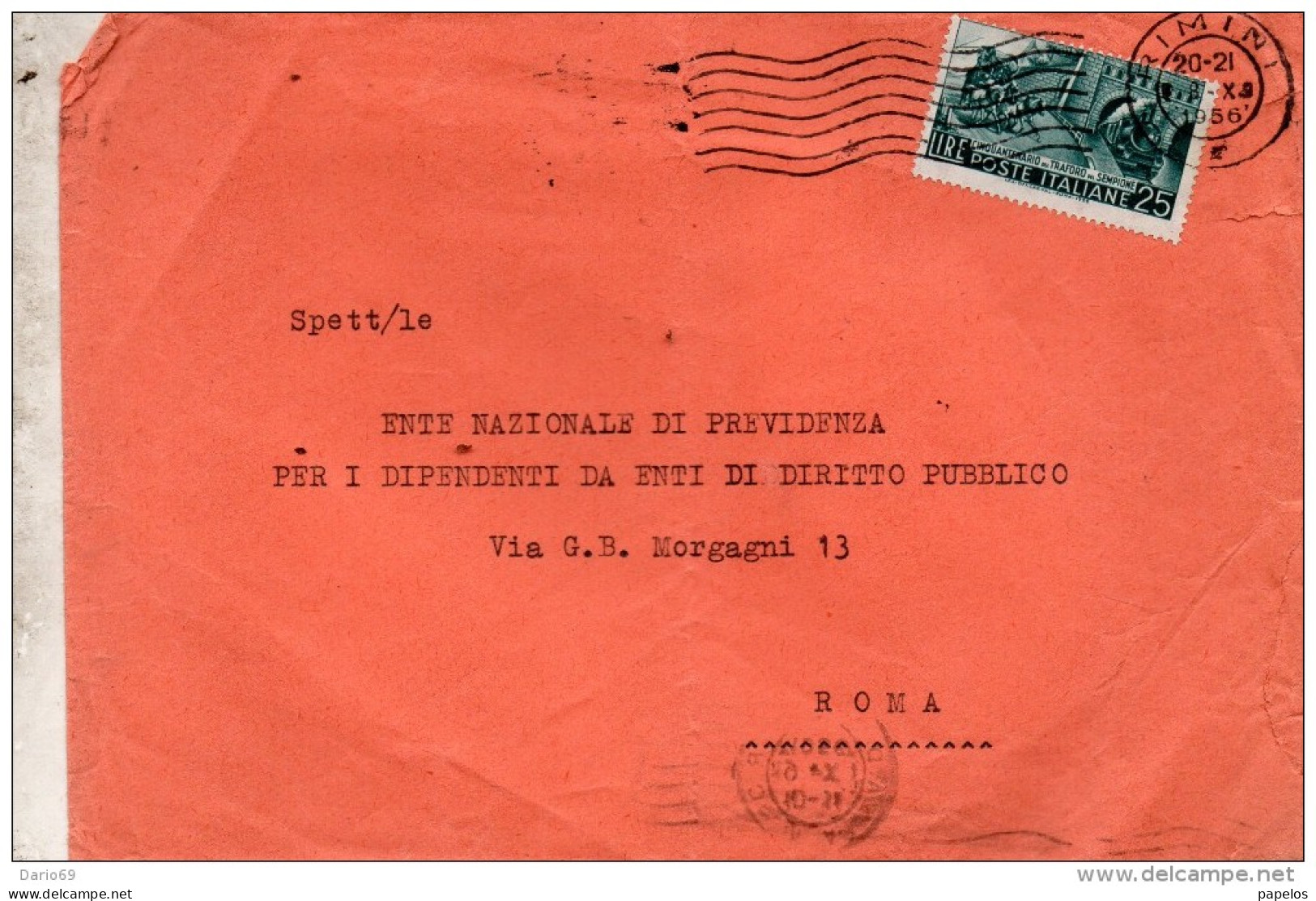 1956 LETTERA CON ANNULLO RIMINI - 1946-60: Marcophilia