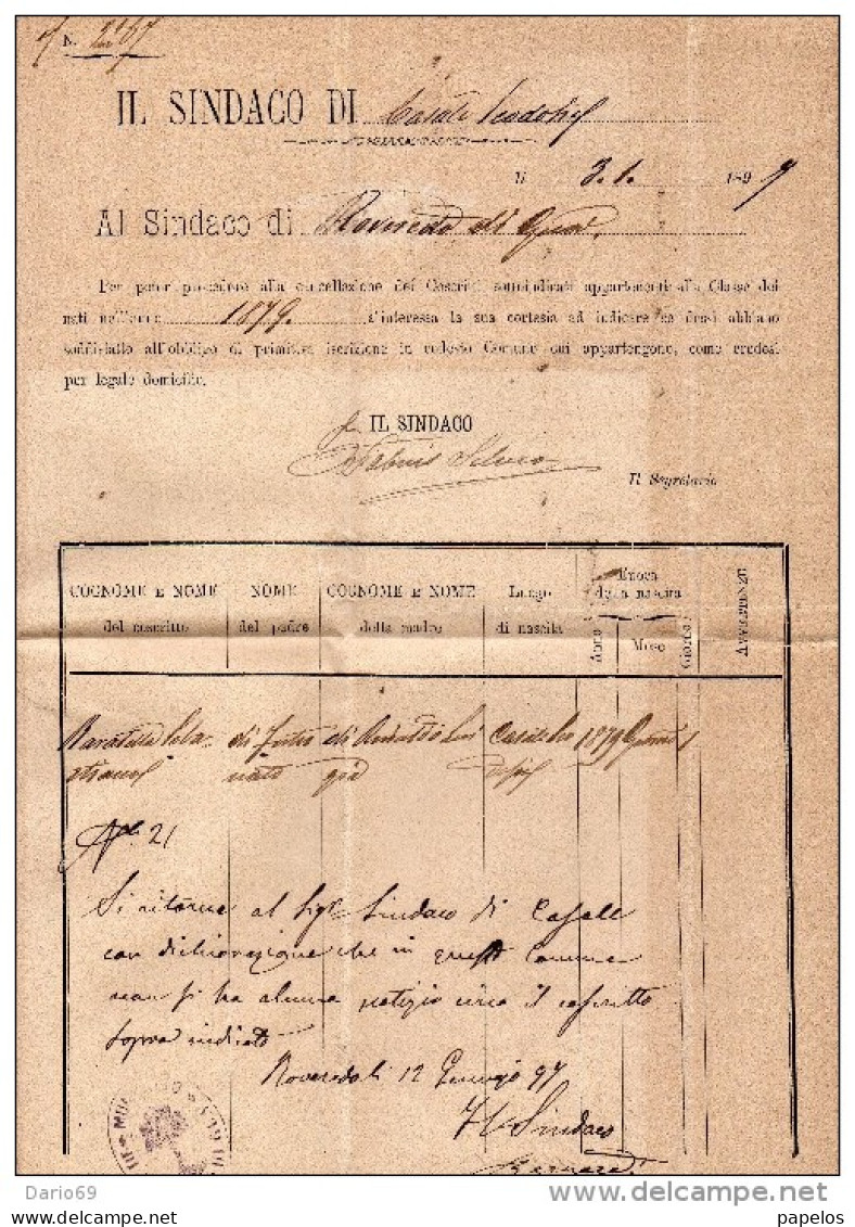 1897 LETTERA CON ANNULLO CASALE DI SCODOSIA PADOVA - Poststempel