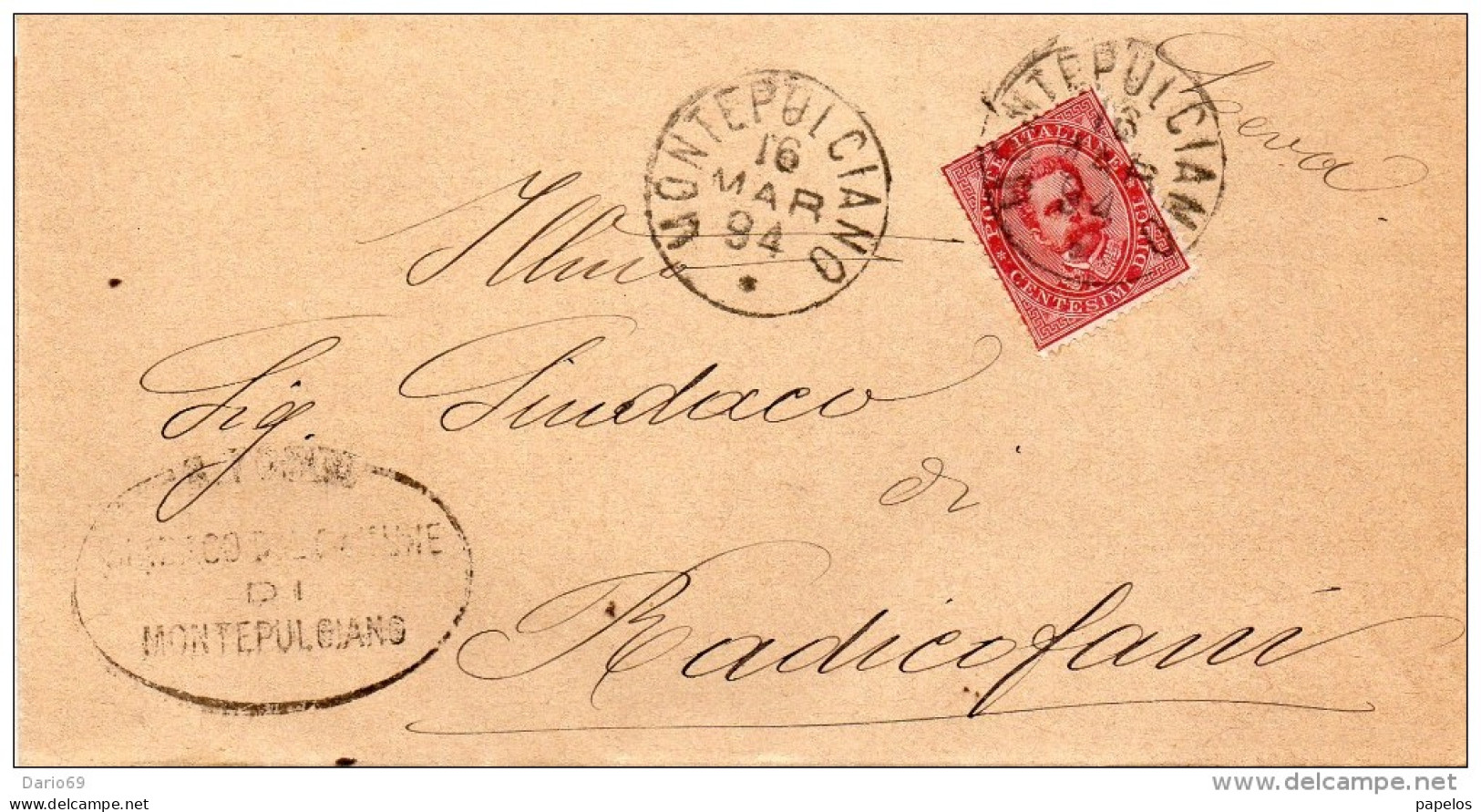 1894   LETTERA CON ANNULLO  MONTEPULCIANO SIENA - Poststempel