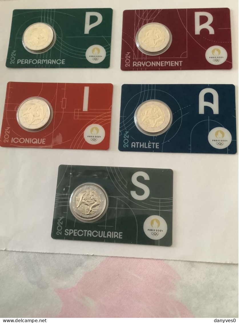 Les 5 Pièces Commémoratives 2 Euro France 2024 Coincard  "Jeux Olympiques 2024 " - Frankrijk