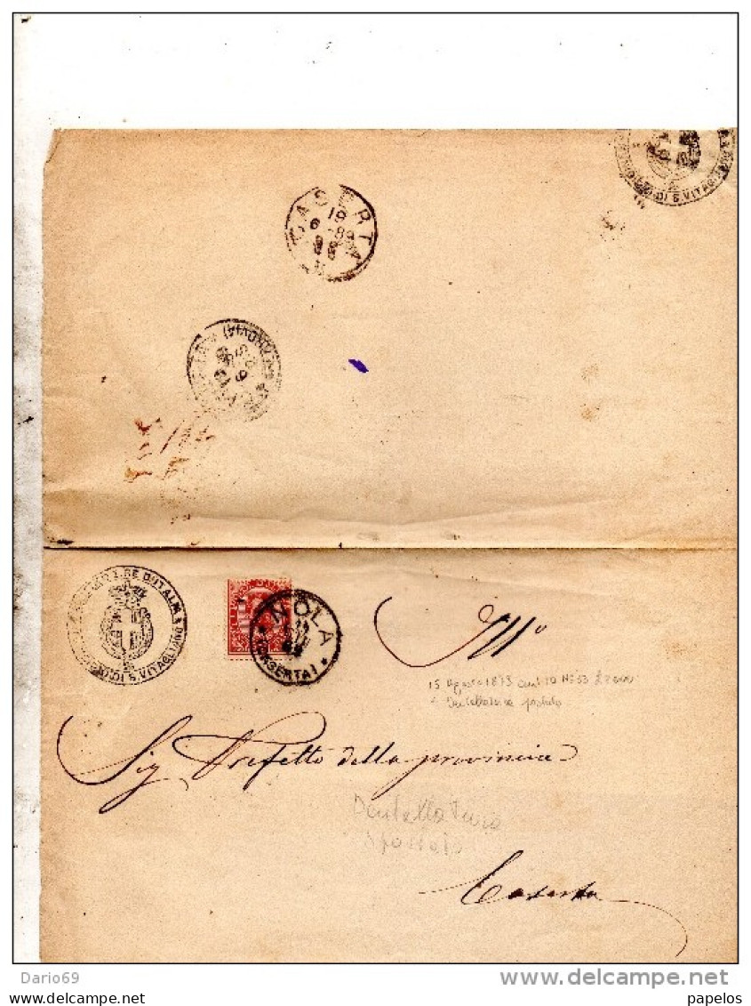 1889  LETTERA CON ANNULLO NOLA CASERTA DENTELLATURA POSTATA - Poststempel