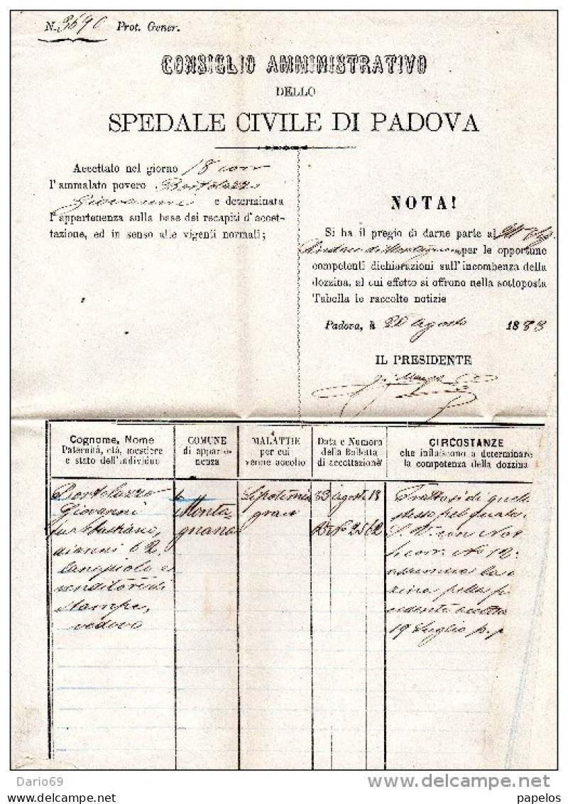 1883 LETTERA CON ANNULLO PADOVA + MONTAGNANA - Poststempel