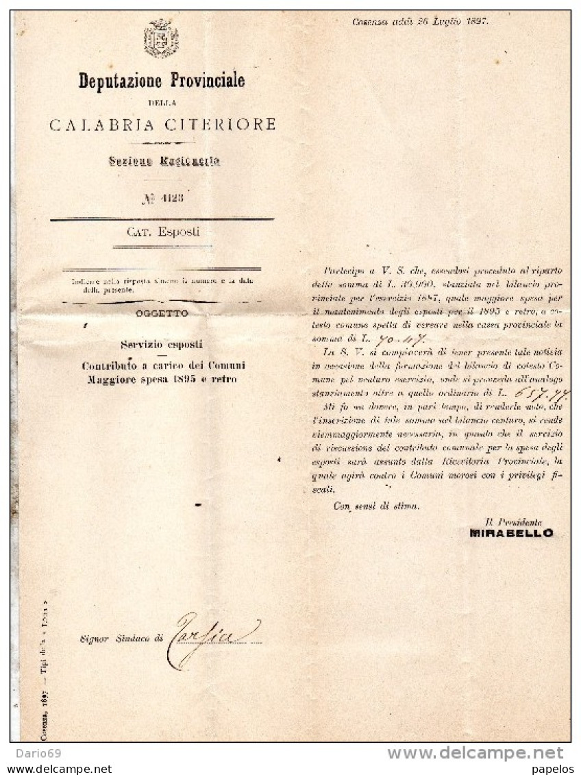 1897  LETTERA CON ANNULLO COSENZA - Poststempel